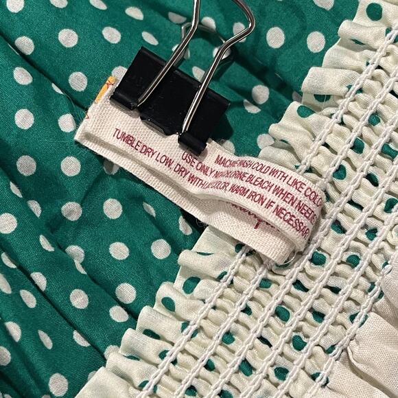 Maeve Dress Strapless Cottage Academia Retro Romantic Floral Polka Dot Green 2 - Picture 4 of 5